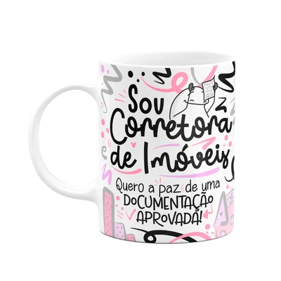 Caneca Flork Profissões, Sou Corretora De Imóveis