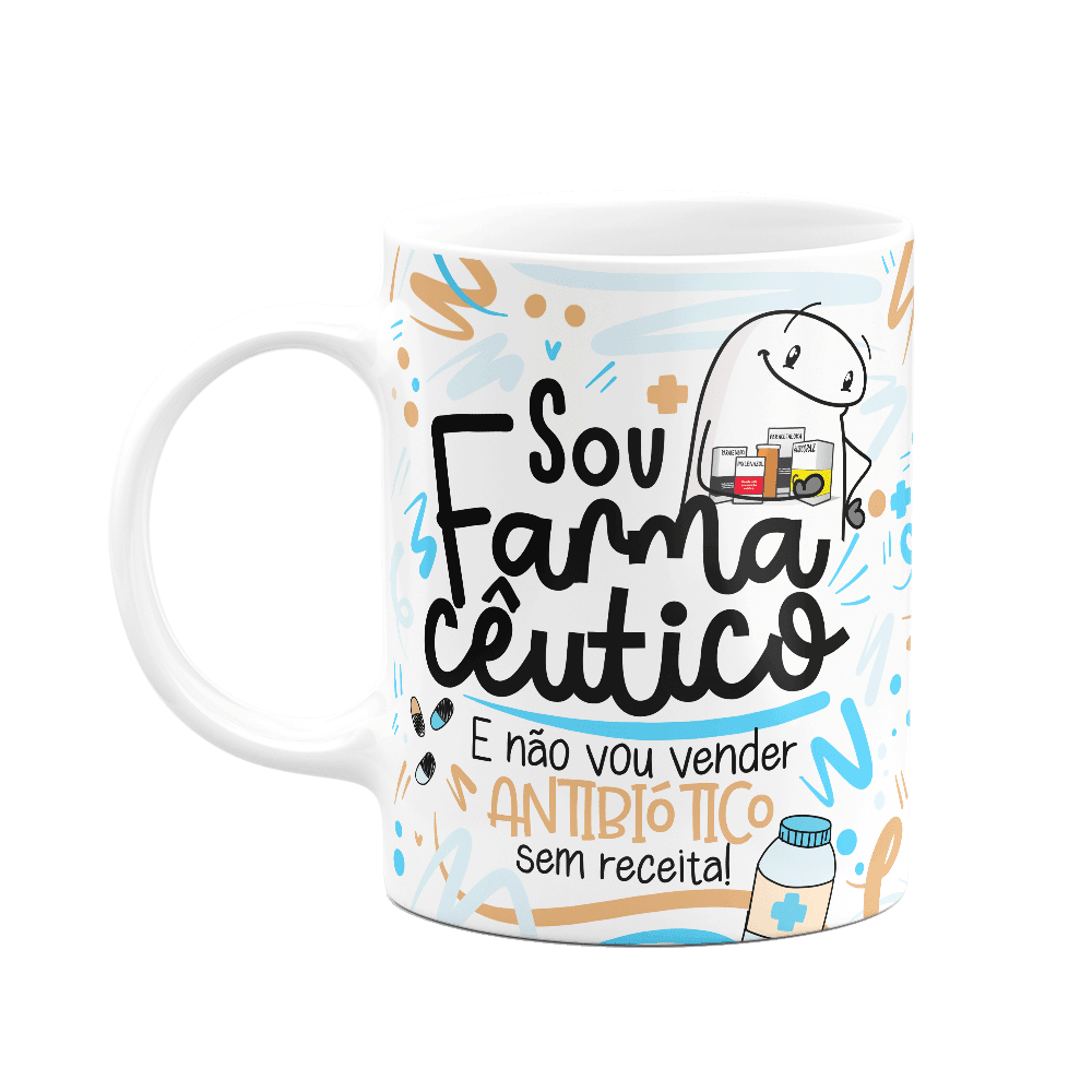 Caneca Flork Profiss Es Sou Farmac Utico Kabum