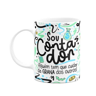 Caneca Profissões,Sou Contador - Branca