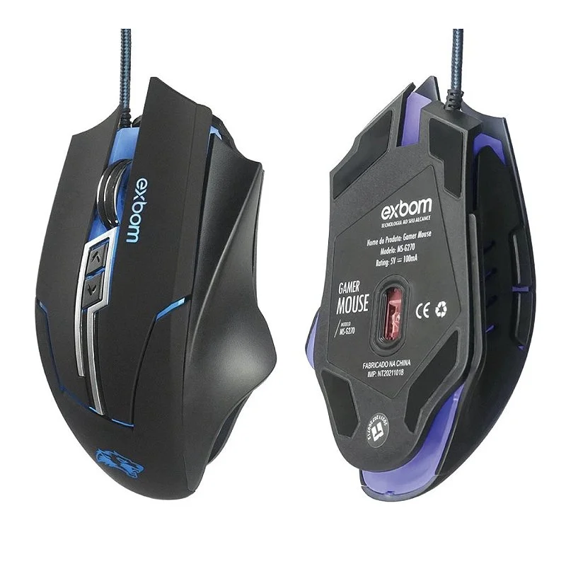 Mouse Gamer Exbom Ms-g270,USB, 3200 Dpi, RGB, 7 Botões Mouse Gamer Exbom Ms-g270,USB, 3200 Dpi, RGB, 7 Botões