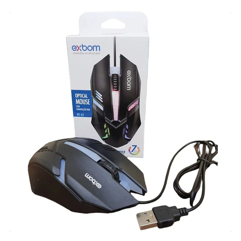 Imagem 4 de 5 do produto Mouse Gamer Exbom Ms-62, USB, 1200 Dpi, RGB