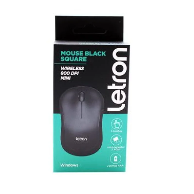Imagem 2 de 2 do produto Mouse Sem Fio Letron Compacto, 3 Botoes, 800 Dpi, Black Square