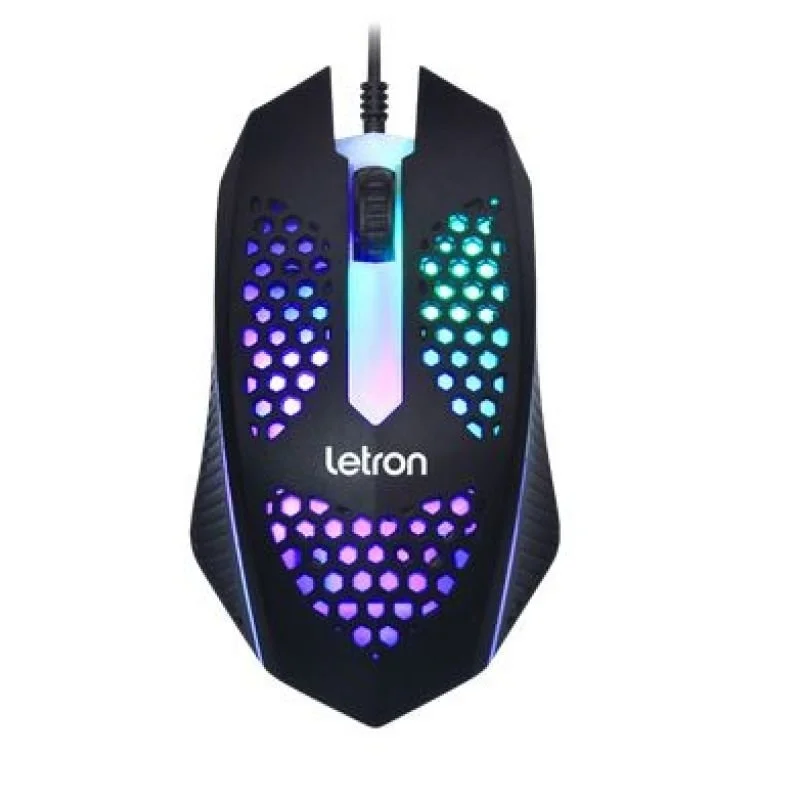 Imagem 3 de 3 do produto Mouse Letron USB, Gamer Led, RGB, 3 Botoes 1000 Dpi, Preto