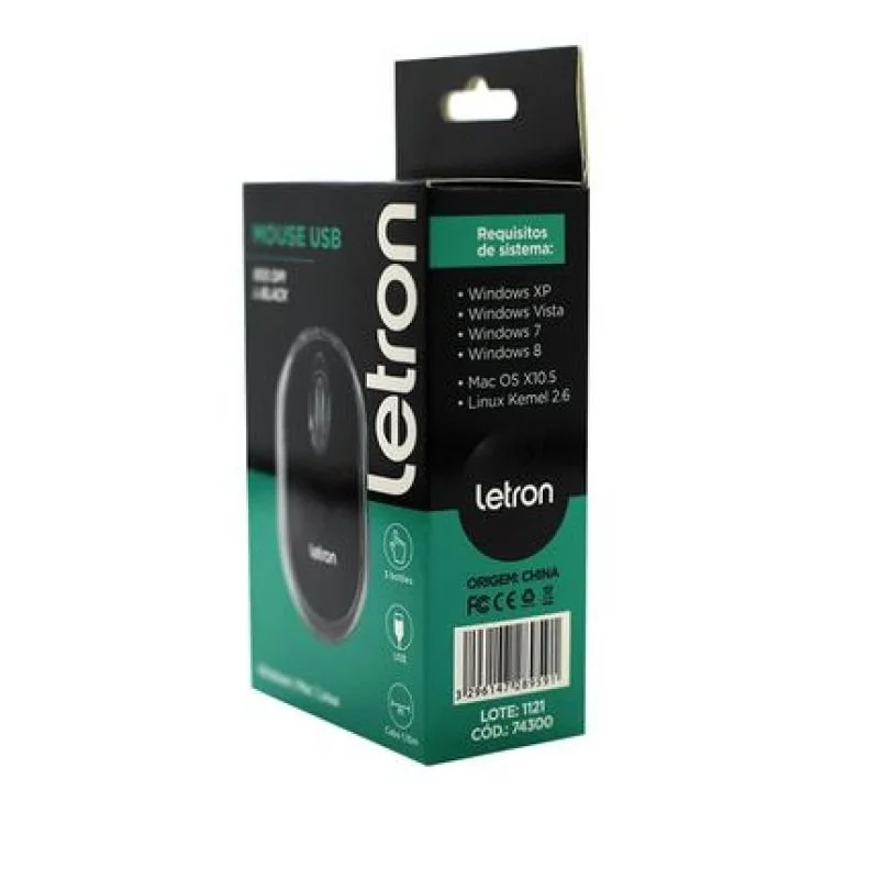 Imagem 3 de 3 do produto Mouse Letron USB,3 Botoes, 800 Dpi, L Black 1601 R8