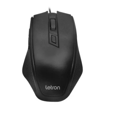 Mouse Letron USB,Optico Office Level, Preto, Ergonomico 6d