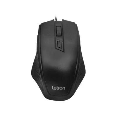 Mouse Letron USB,Optico Office Level, Preto, Ergonomico 6d