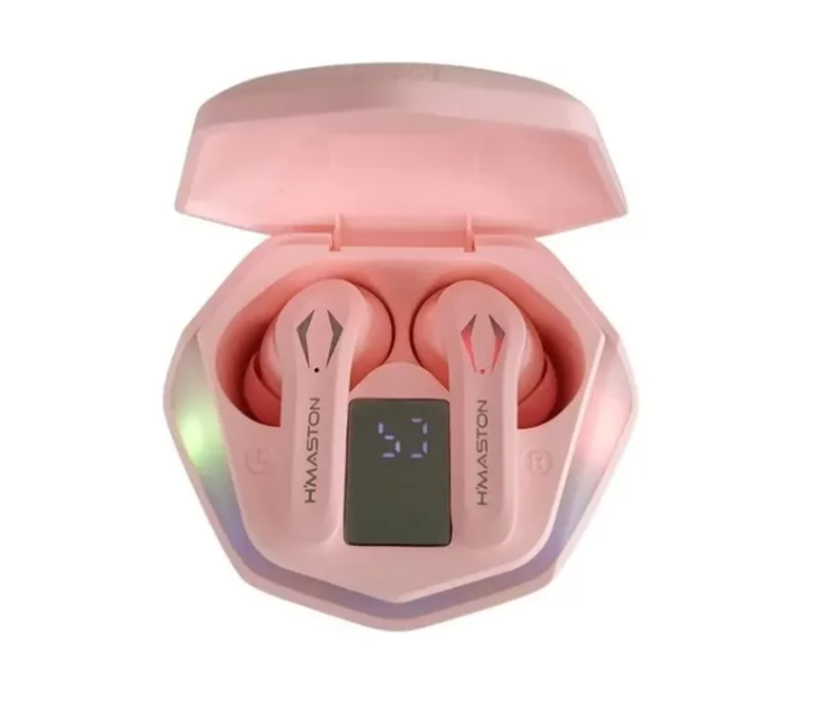 Fone de Ouvido Tws Gamer, sem Fio, Bluetooth 5.1 Wireless, Microfone, Rosa