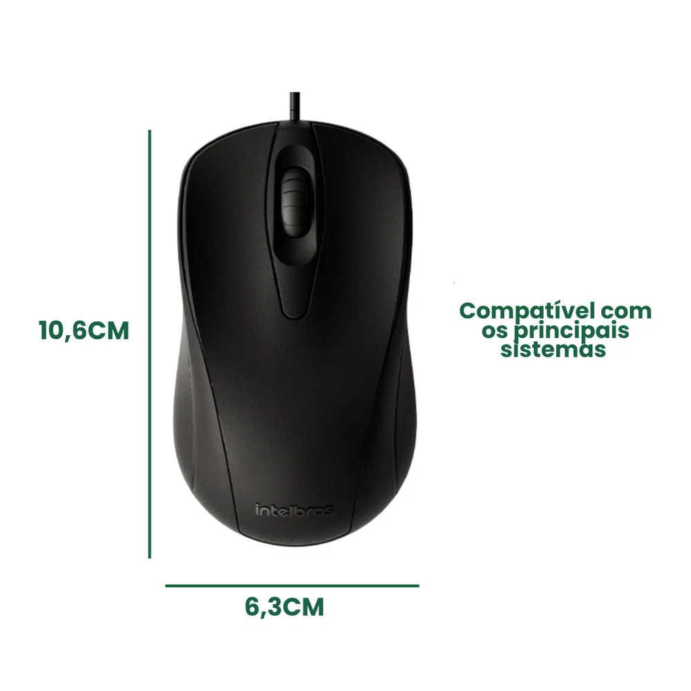 Imagem 4 de 5 do produto Mouse Intelbras Mci 10, Com Fio, Preto - 1000 Dpi