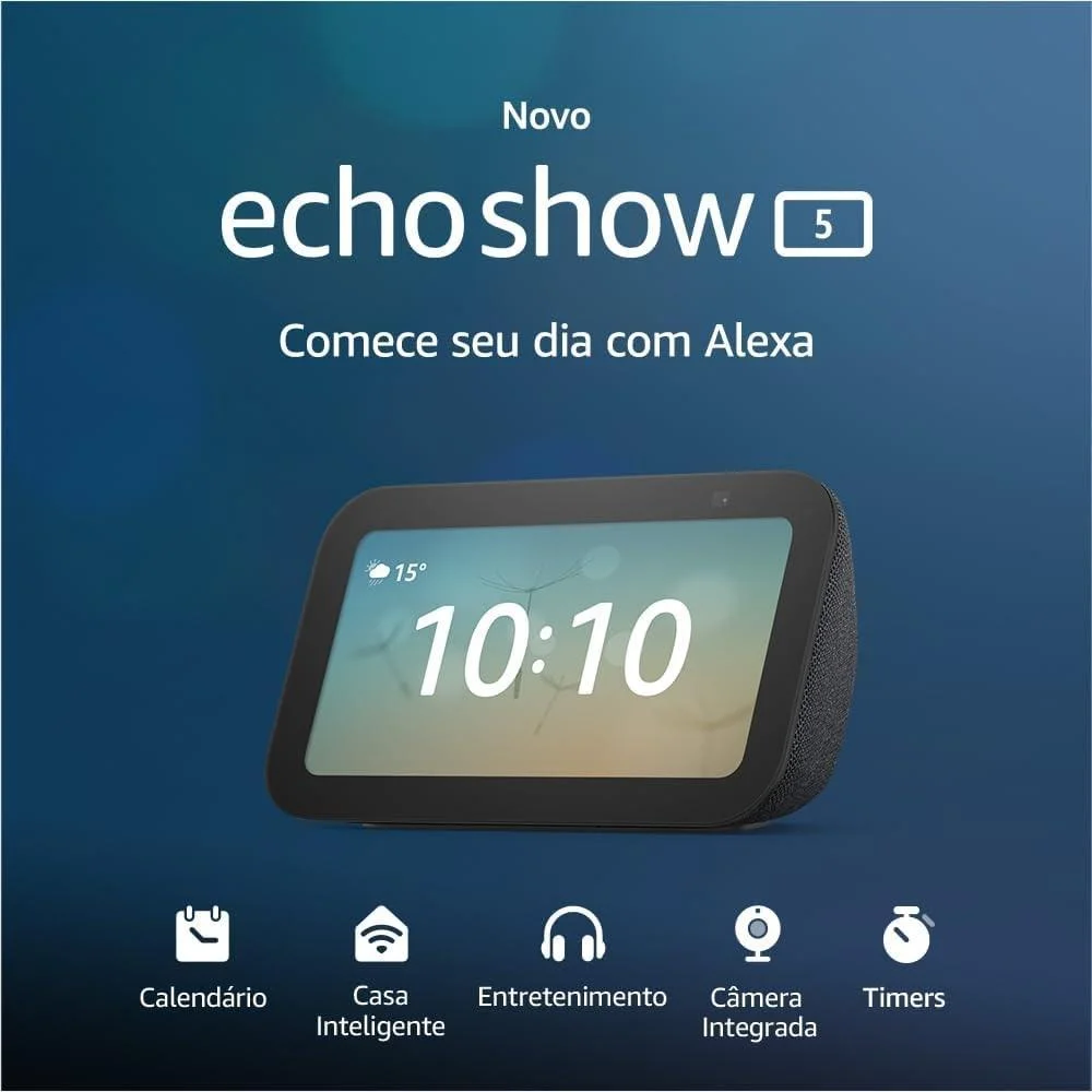Amazon Echo Show 5, 3ª Geração 2023, Display De 5,5, Preto, Com Alexa E Câmera De 2mp