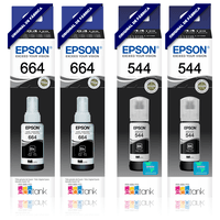 版画 RF Kit Tintas Epson T664 T544 Originais 4 Refis
