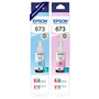 Kit Tinta Epson Com 2 Refis Original T673 Ecotank Lc + Lm Compatível Impressoras L800 L805 L810 L850 L1800