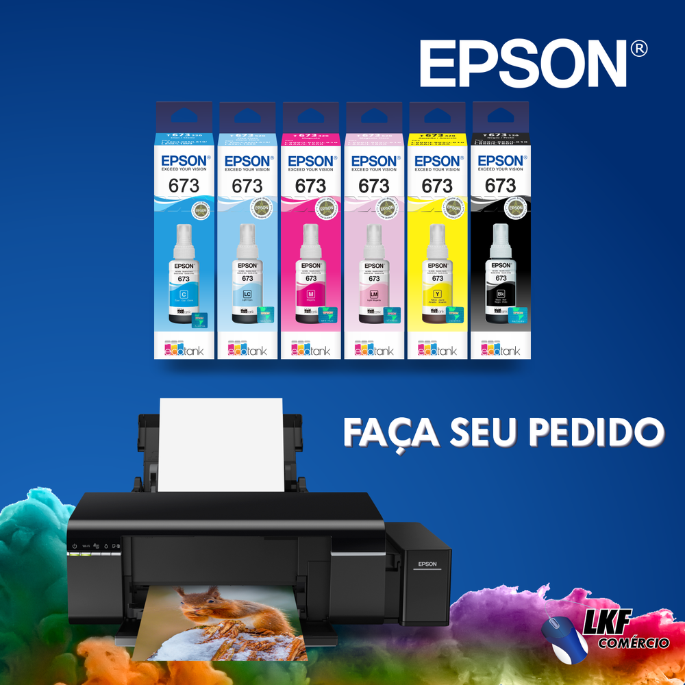 Kit Tinta Epson Com 2 Refis Original T673 Ecotank Lc + Lm Compatível Impressoras L800 L805 L810 L850 L1800 Kit Tinta Epson Com 2 Refis Original T673 Ecotank Lc + Lm Compatível Impressoras L800 L805 L810 L850 L1800