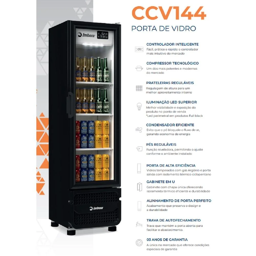 Imagem 2 de 2 do produto Cervejeira Imbera 244 Litros, Porta De Vidro, 127V, Preto - Ccv144