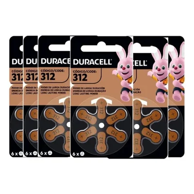 Kit Com 6 Pilhas Duracell Auditiva 312, Com 6 Unidades Cada
