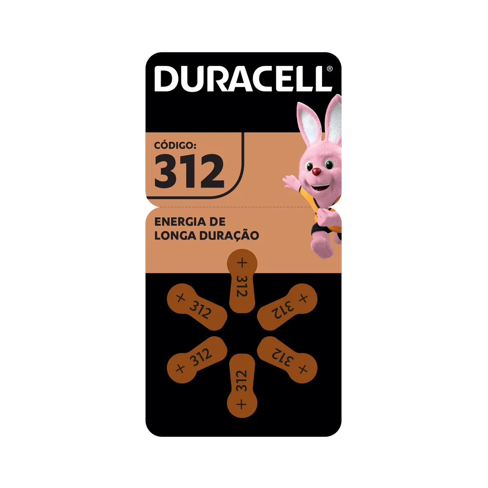 Imagem 3 de 5 do produto Kit Com 6 Pilhas Duracell Auditiva 312, Com 6 Unidades Cada