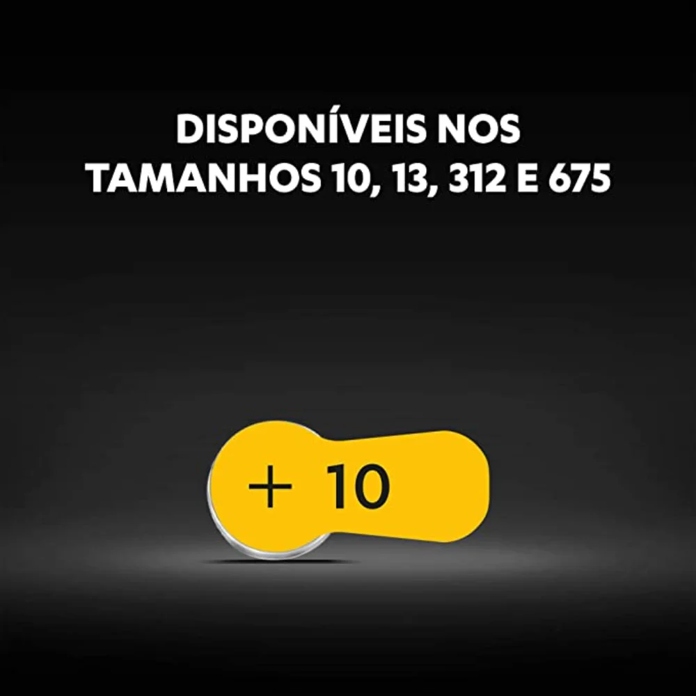 Pilha Auditiva Tamanho 10, Cartela Com 6 Unidades