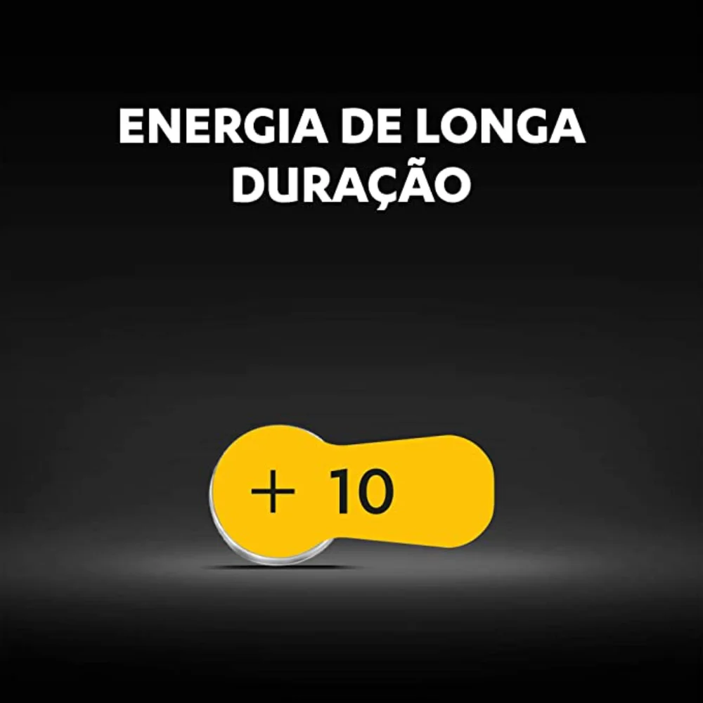 Pilha Auditiva Tamanho 10, Cartela Com 6 Unidades