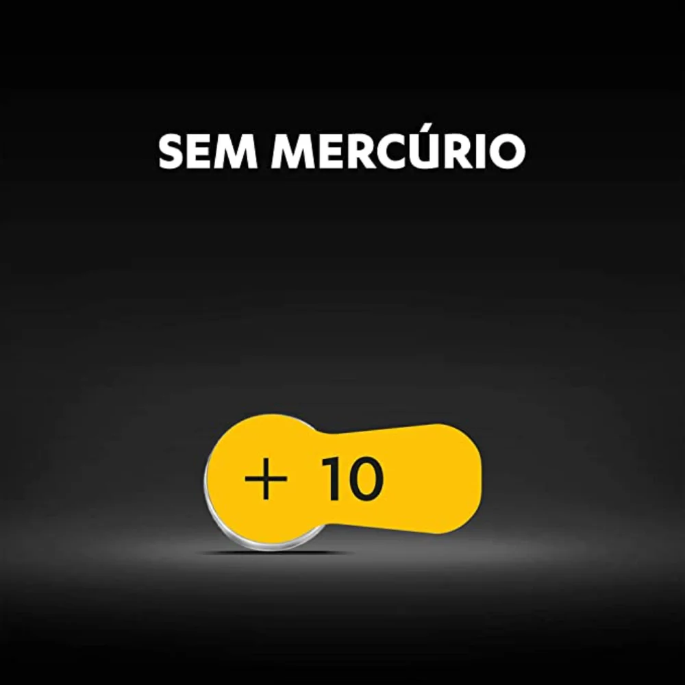 Pilha Auditiva Tamanho 10, Cartela Com 6 Unidades
