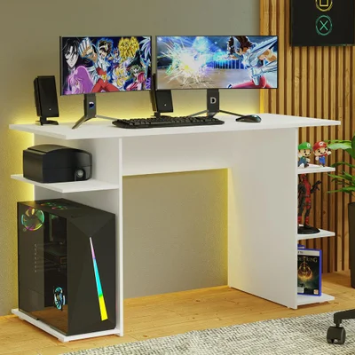 Escrivaninha Mesa Para Computador Gamer Madesa, Branco - 9424