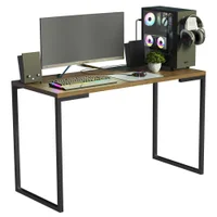 Conjunto Escritório Home Office Com Mesa Industrial + Estante Escada Rustic/Preto - Madesa