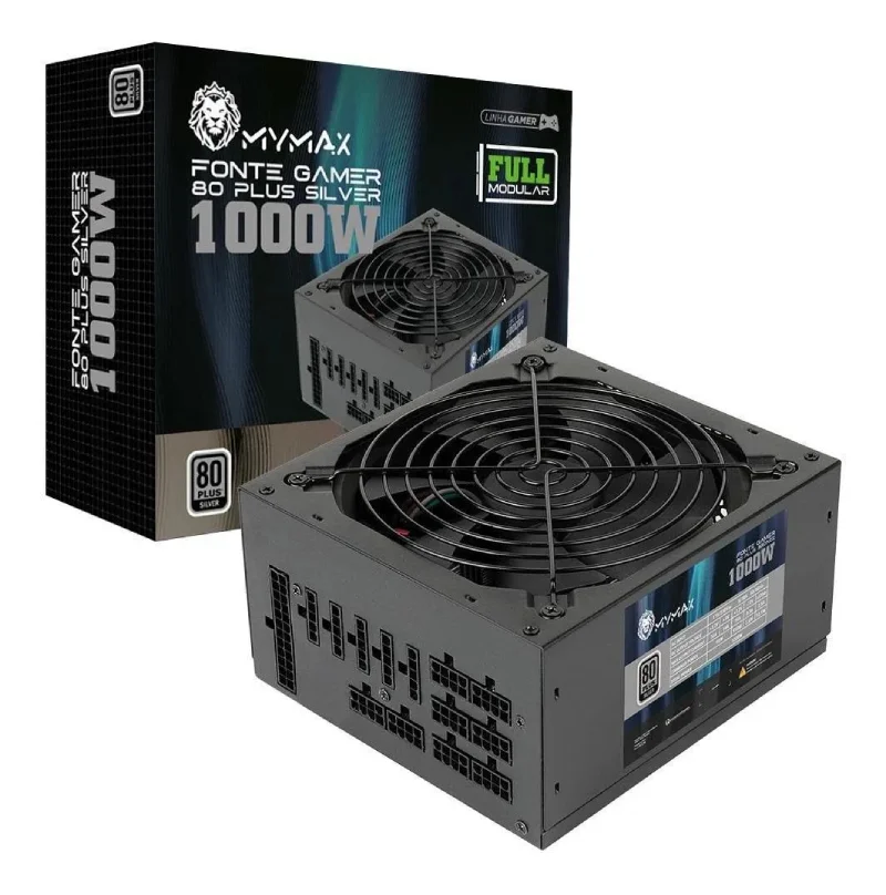 Fonte ATX Mymax 1000W, 80 Plus Silver, Pfc Ativo, Modular - Mpsu/fp1000w