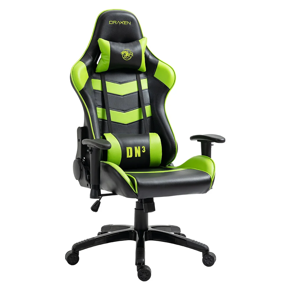 Imagem 2 de 5 do produto Cadeira Gamer Draxen Dn3, Giratória, Até 150Kg, Preto/Verde