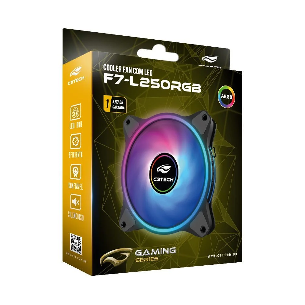 Imagem 3 de 4 do produto Cooler Fan C3tech, 120mm, RGB, Preto - F7-l250rgb