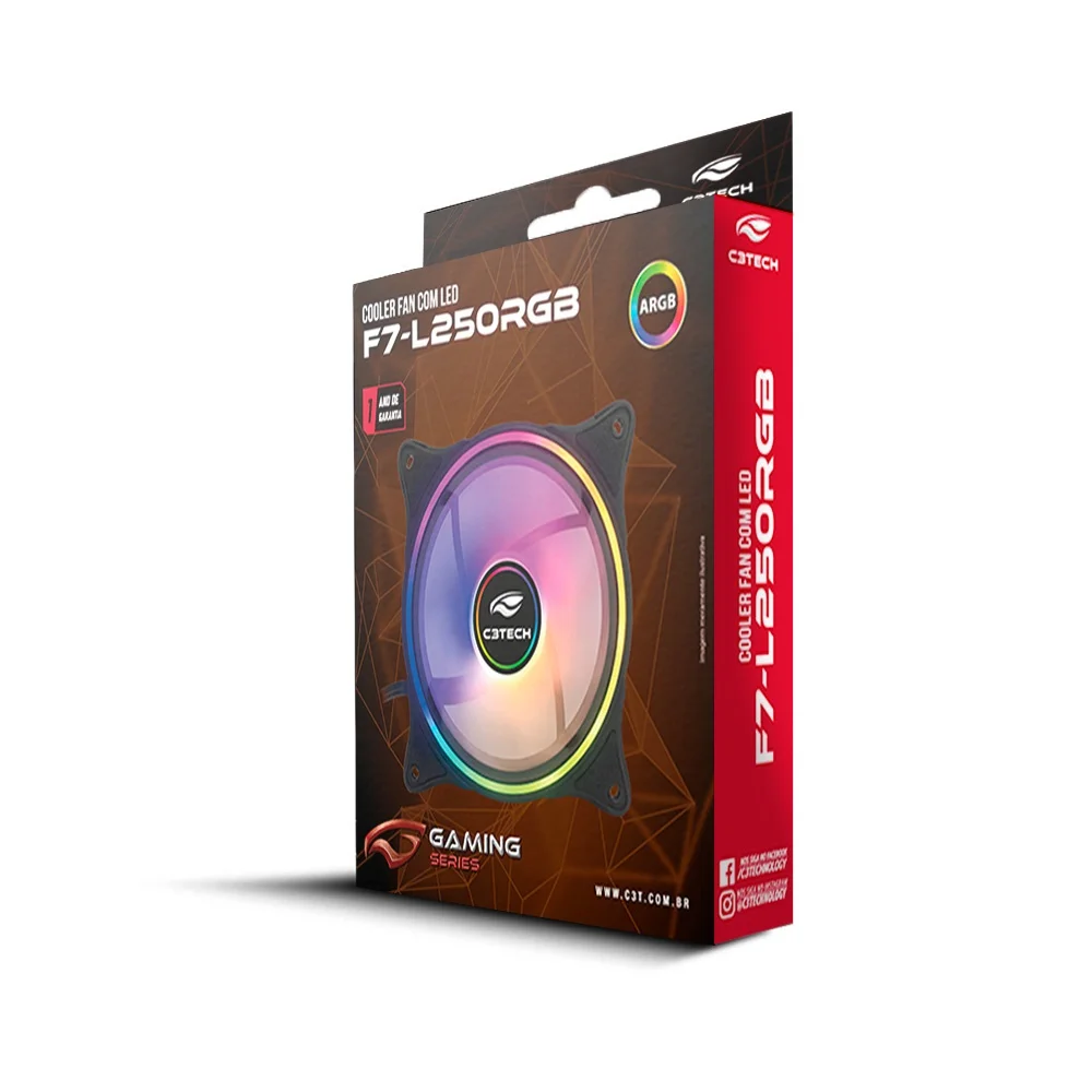 Imagem 4 de 4 do produto Cooler Fan C3tech, 120mm, RGB, Preto - F7-l250rgb