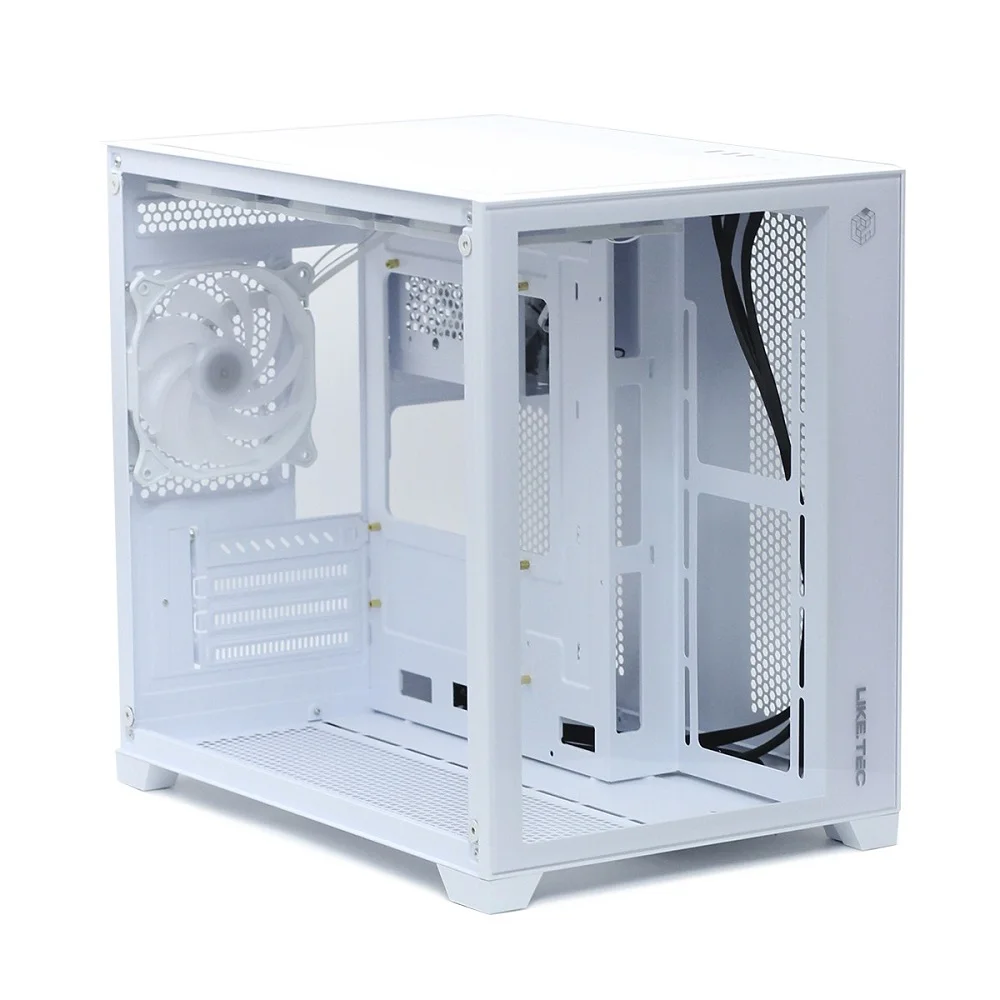 Imagem 3 de 5 do produto Gabinete Liketec Cube Kirra Snow RGB, Mini Tower, M-ATX, Vidro Temperado, 4x Fan 240m, Branco