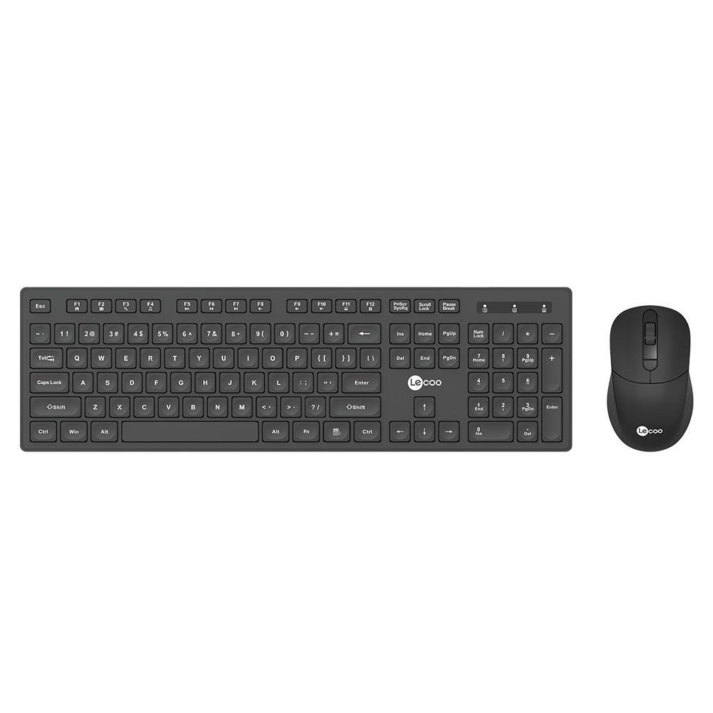 Kit Lecoo Kw201 - Teclado Membrana Abnt2 + Mouse Óptico DPI 2400 - Preto