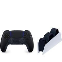 Controle ps5 dualsense preto + base de carregamento original playstation 5