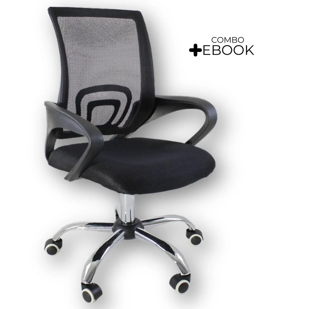 Kit 6 Cadeiras De Escritório Begonia, Tela Mesh, Ergonômica - Preto