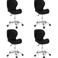 Kit 4 Cadeiras Office Eiffel Slim, Ajustável, Base Giratória - Preta