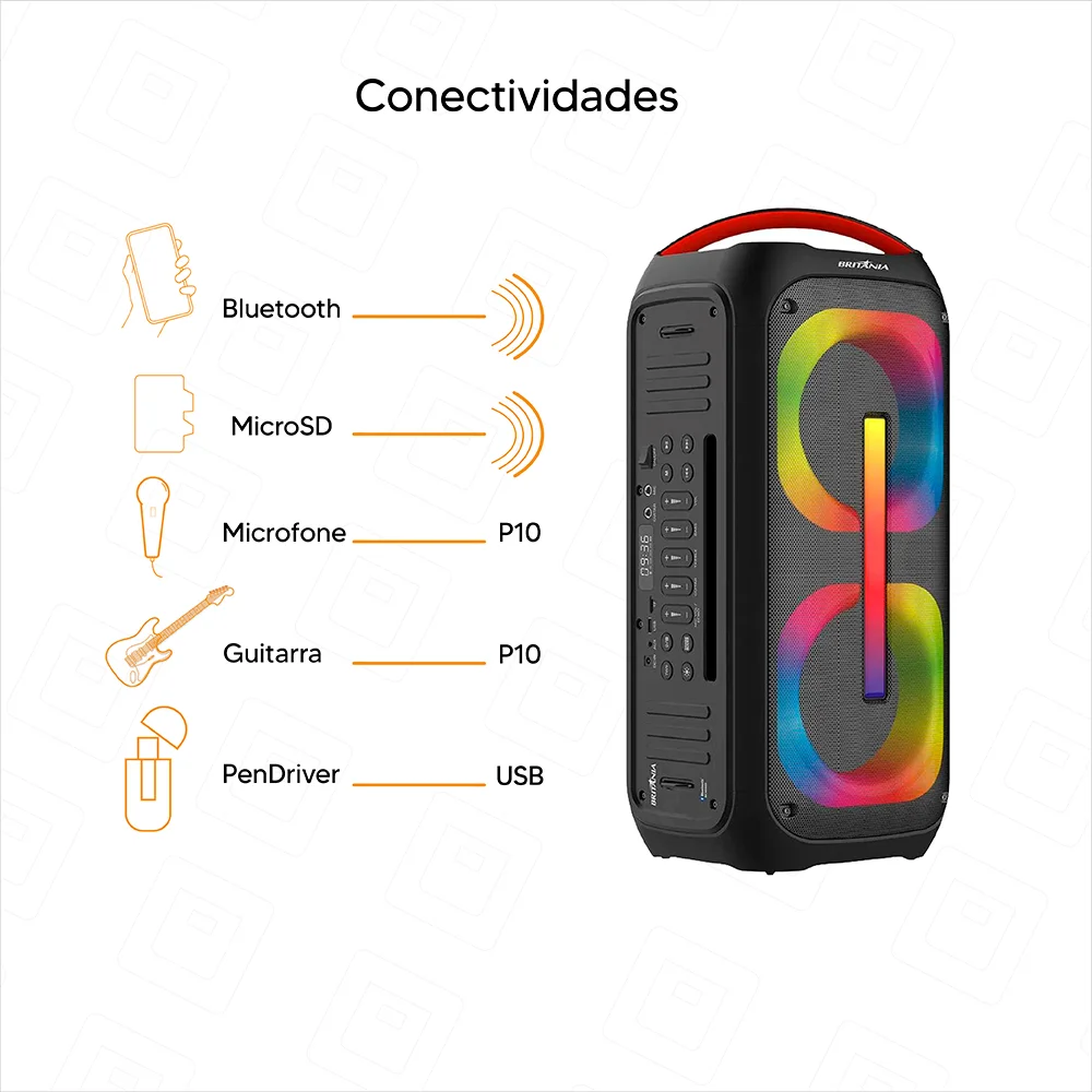 Caixa Som Bcx6800 Flashlight Bluetooth 650W KaBuM