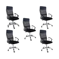 Kit 5 Cadeiras De Escritorio Nagano, Tela Mesh, Ergonômica - Preto