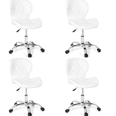 Kit 4 Cadeiras Office Eiffel Slim, Ajustável, Base Giratória, Branco - Oficial Webshop