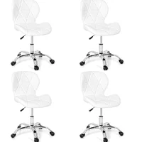 Kit 4 Cadeiras Office Eiffel Slim, Ajustável, Base Giratória, Branco - Oficial Webshop