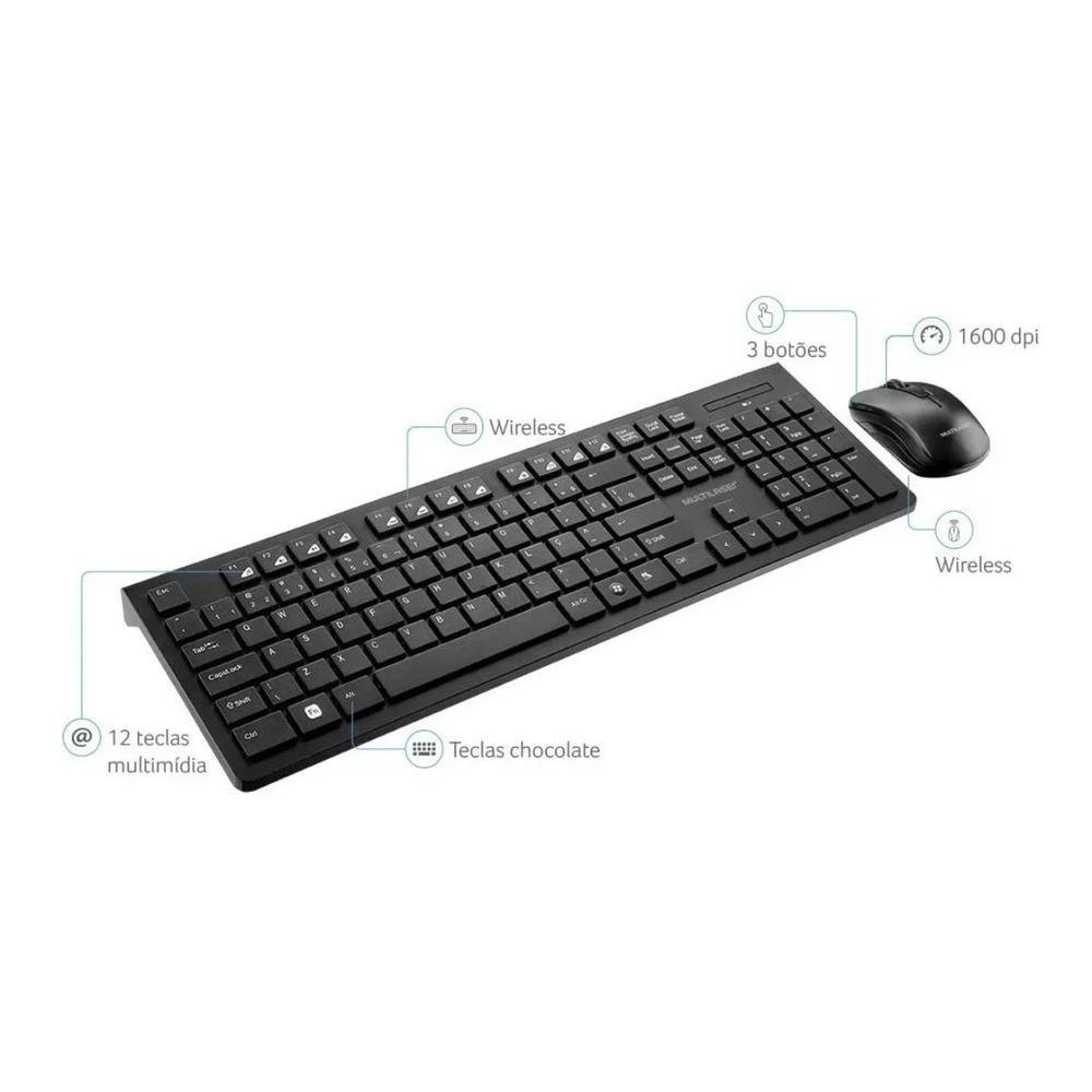 Imagem 3 de 5 do produto Kit Multi Tc212 Port Br, Teclado e Mouse, Sem Fio