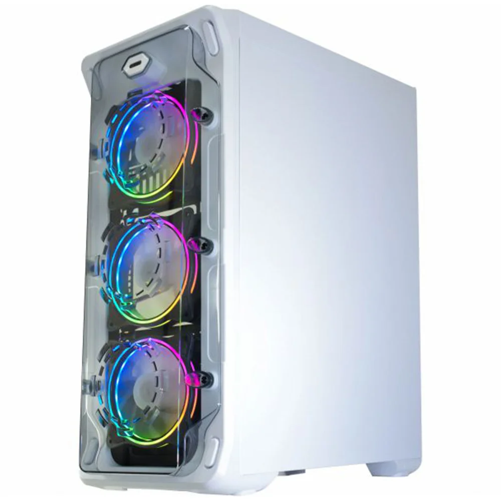 Imagem 5 de 5 do produto Gabinete Gamer K-mex Trooper W1b1, Lateral Em Acrílico + 3 Coolers E Fita LED RGB - Branco