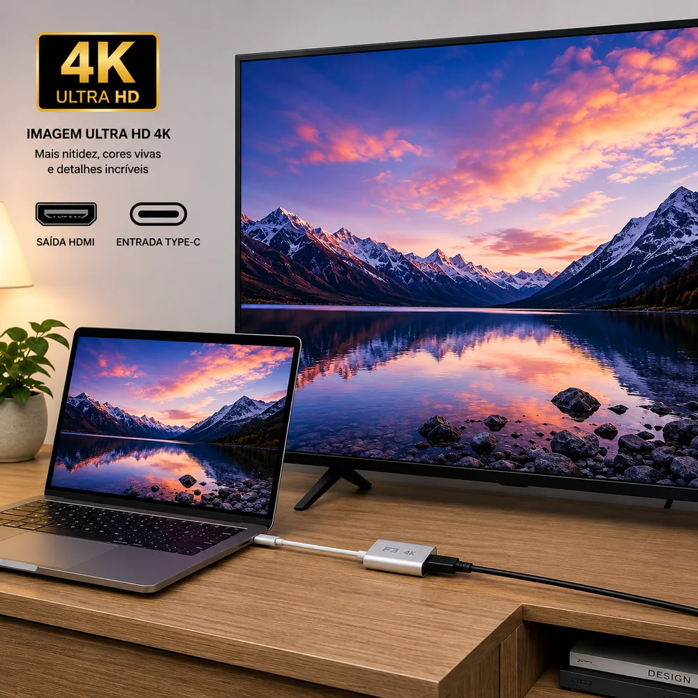 Imagem 4 de 4 do produto Adaptador Conversor USB-C Para HDMI 4K - F3 Jc-tyc-hm