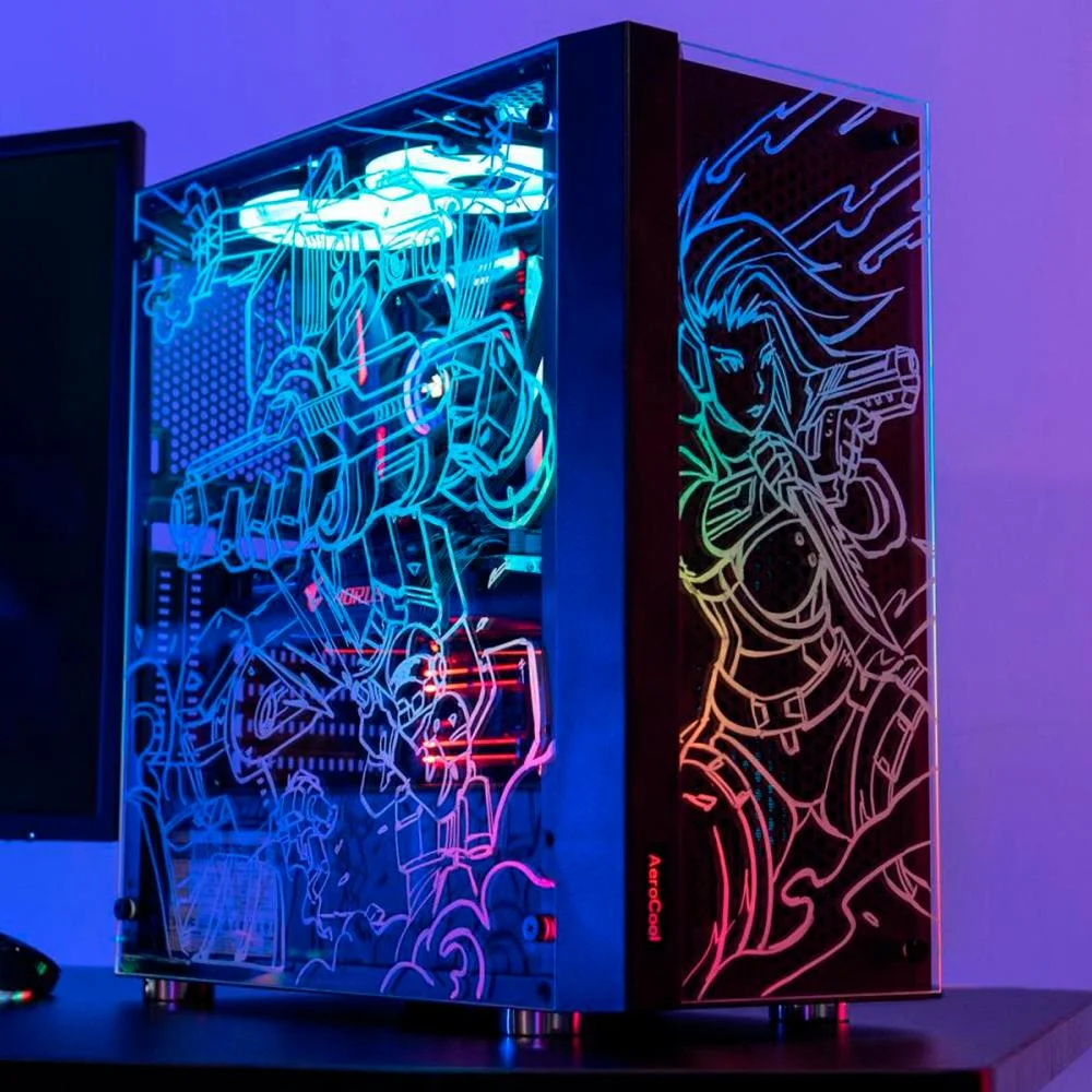 Imagem 2 de 5 do produto Gabinete Gamer Aerocool, Skribble Preto Rgb - Lateral Vidro