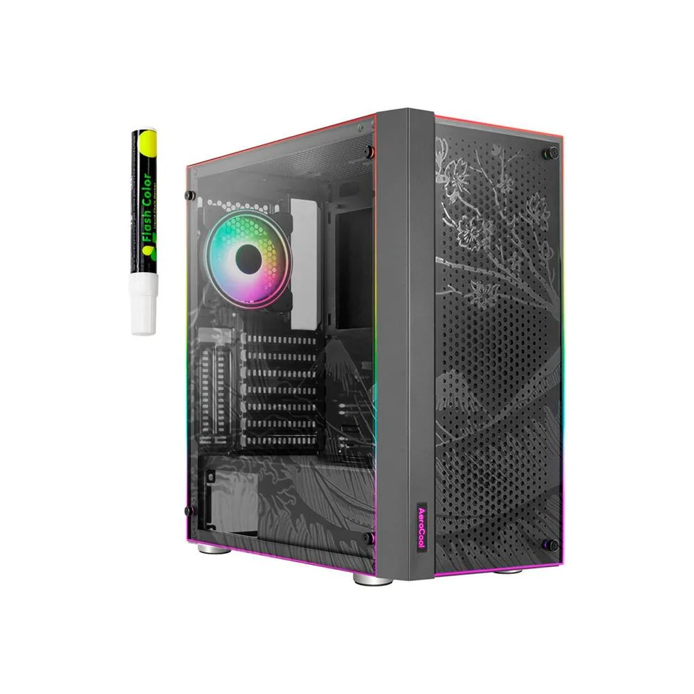 Imagem 5 de 5 do produto Gabinete Gamer Aerocool, Skribble Preto Rgb - Lateral Vidro