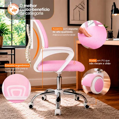 Cadeira De Escritório Oficial Webshop Begonia, Suporta 120kg, Tela Mesh Ergonômica — foto 10
