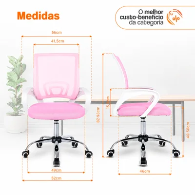 Cadeira De Escritório Oficial Webshop Begonia, Suporta 120kg, Tela Mesh Ergonômica — foto 11