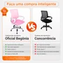 Cadeira De Escritório Oficial Webshop Begonia, Suporta 120Kg, Tela Mesh Ergonômica, Rosa