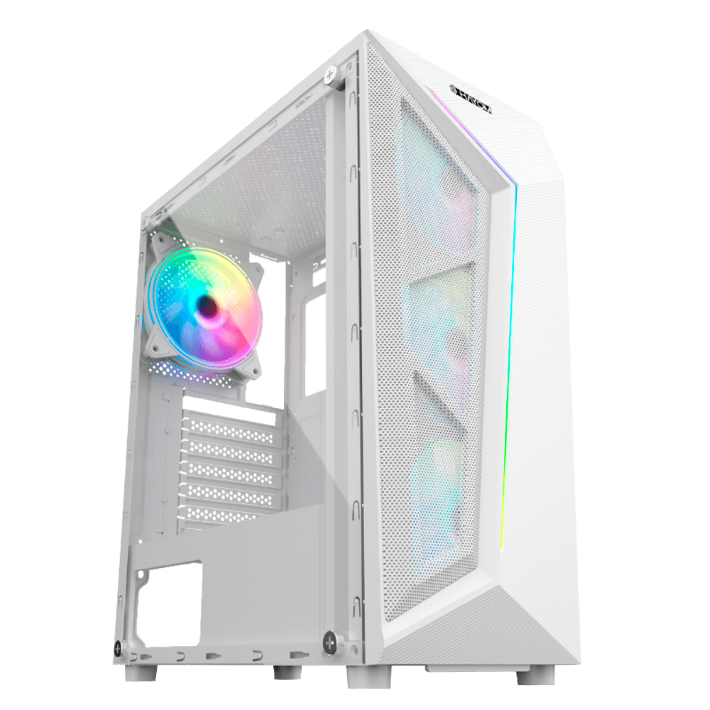 Gabinete Hayom Gamer Gb1733, Branco, 4 Fans RGB, Vidro Lateral