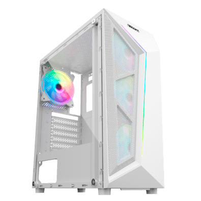 Gabinete Hayom Gamer Gb1733, Branco, 4 Fans RGB, Vidro Lateral