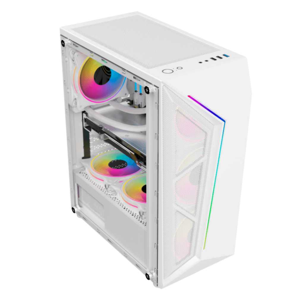 Imagem 2 de 5 do produto Gabinete Hayom Gamer Gb1733, Branco, 4 Fans RGB, Vidro Lateral