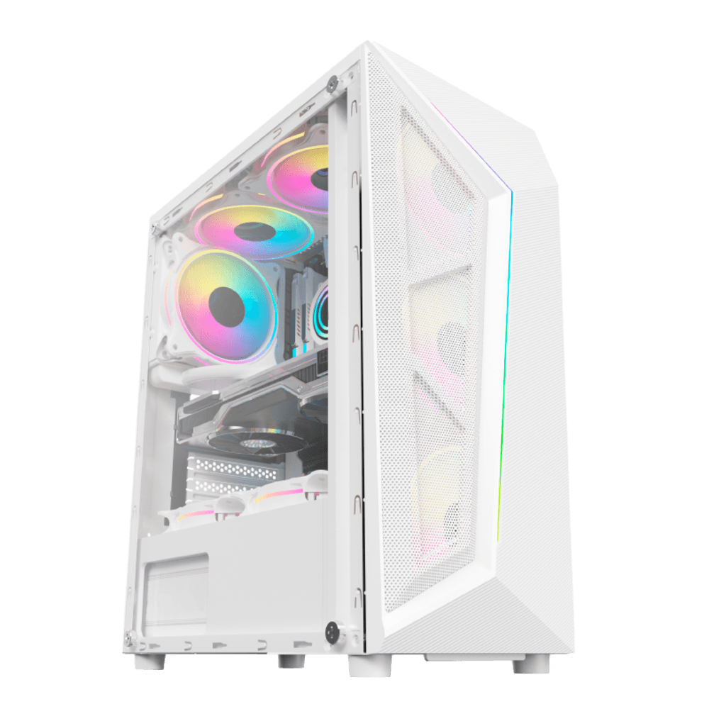Imagem 3 de 5 do produto Gabinete Hayom Gamer Gb1733, Branco, 4 Fans RGB, Vidro Lateral