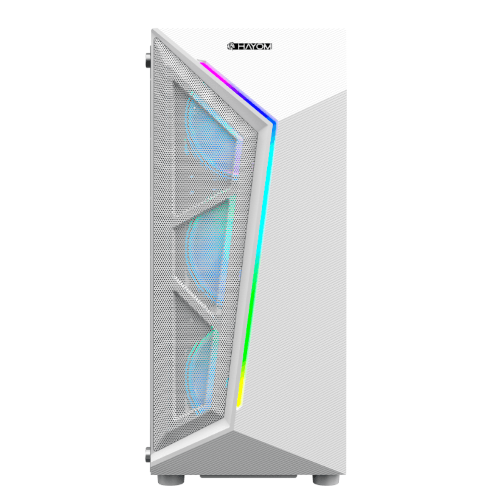 Imagem 4 de 5 do produto Gabinete Hayom Gamer Gb1733, Branco, 4 Fans RGB, Vidro Lateral